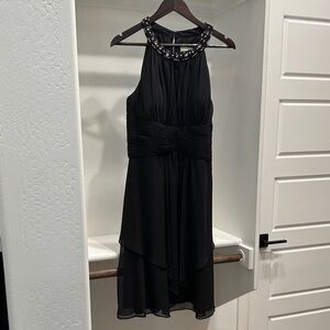 Eliza J Black Cocktail Dress with Embellished Neckline